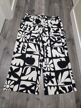 Rachel Zoe Black and White Wide Leg Printed Pants